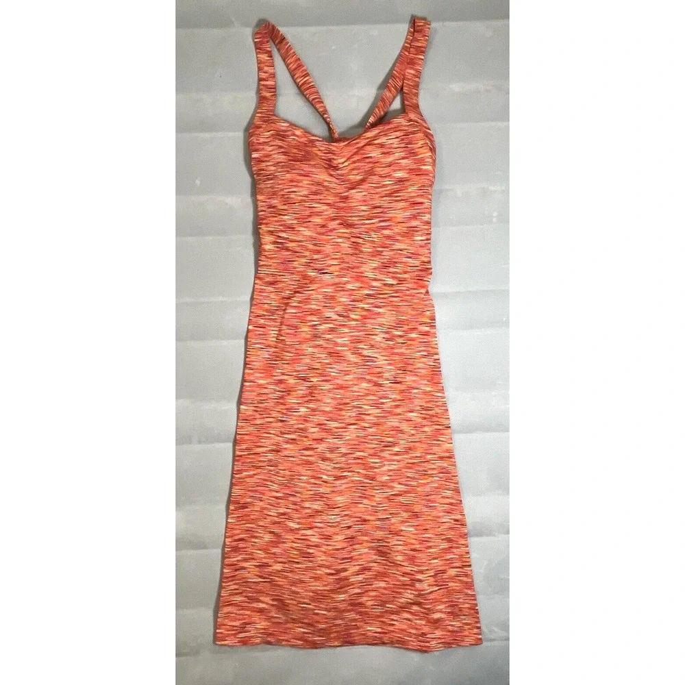 Mondetta activewear criss-cross strap tank dress medium red orange shelf bra - Picture 5 of 13